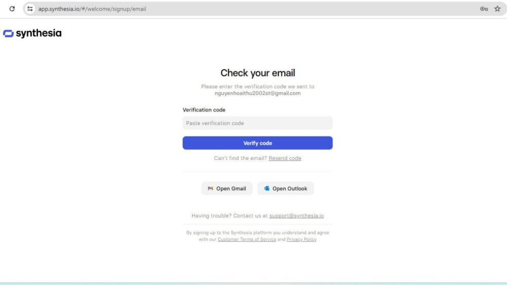 Cách đăng ký tài khoản Synthesia AI bước 2.1