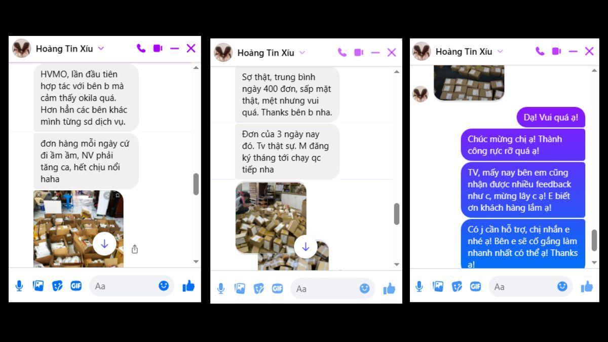 Khách hàng feedback về dịch vụ quảng cáo của Phố Tổng HVMO