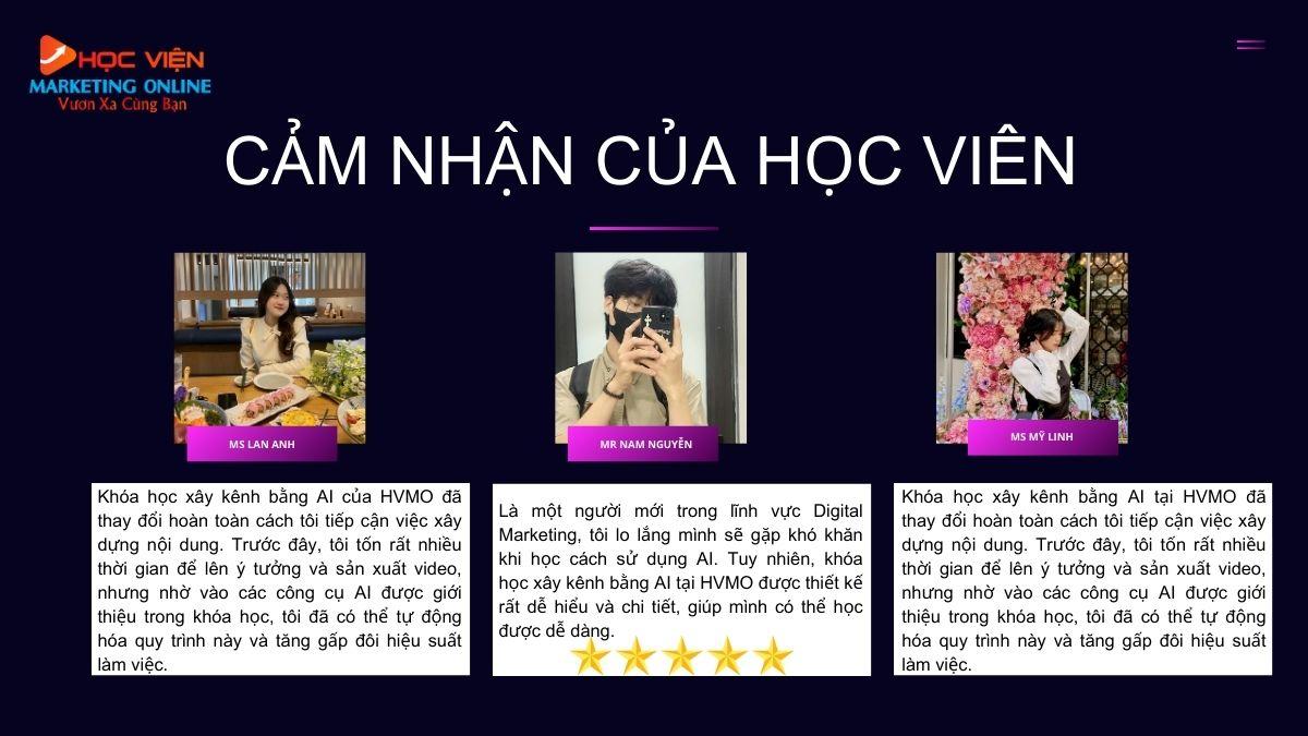 Feedback tích cực của học viên về khóa học xây kênh bằng AI do Phố Tổng giảng dạy