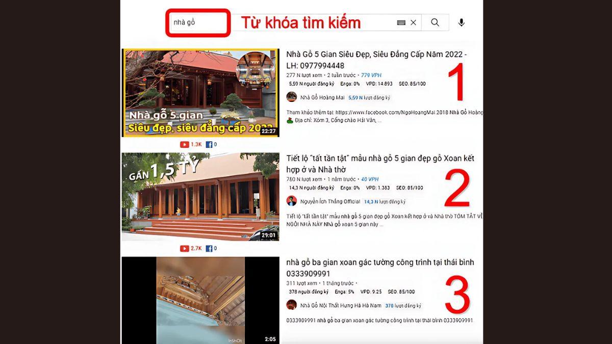 Phố Tổng SEO YouTube thành công cho kênh Nhà Gỗ Hoàng Mai