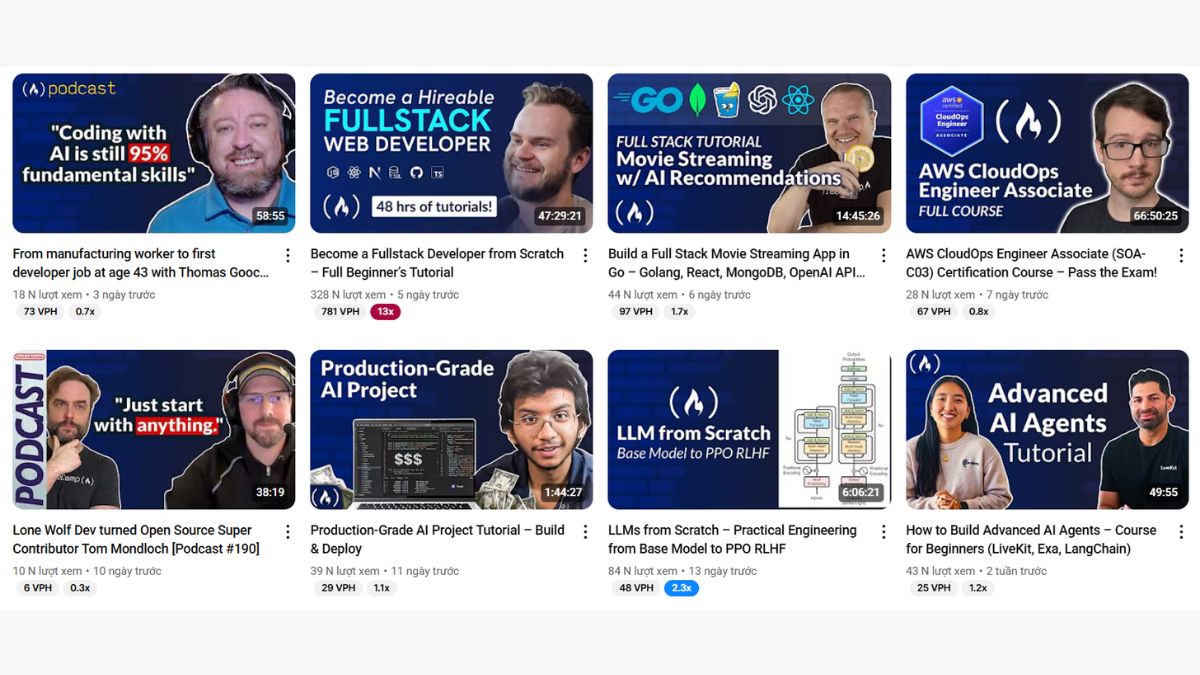 Tài Liệu Học AI Miễn Phí- Youtube