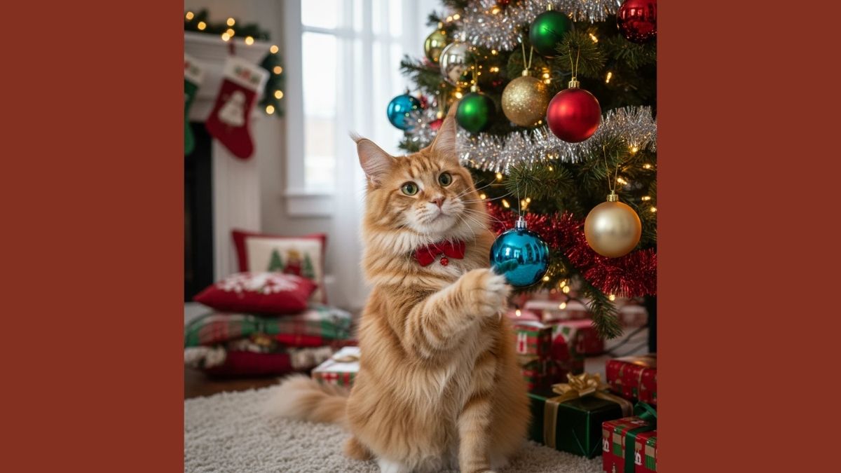 Prompt Tạo Ảnh AI Chú Mèo Trang Trí Cây Thông Noel