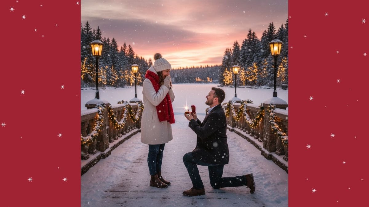 Prompt Tạo Ảnh Đẹp Cầu Hôn Dưới Trời Tuyết Cực Lãng Mạn