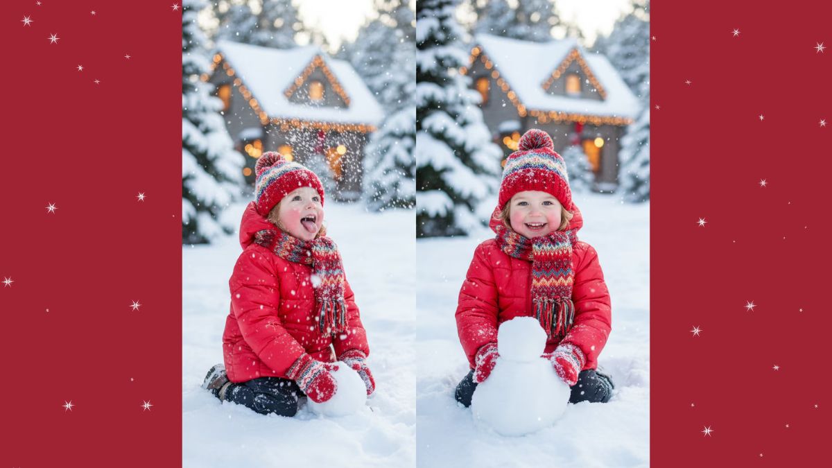 Prompt Tạo Ảnh Em Bé Dưới Trời Mưa Tuyết