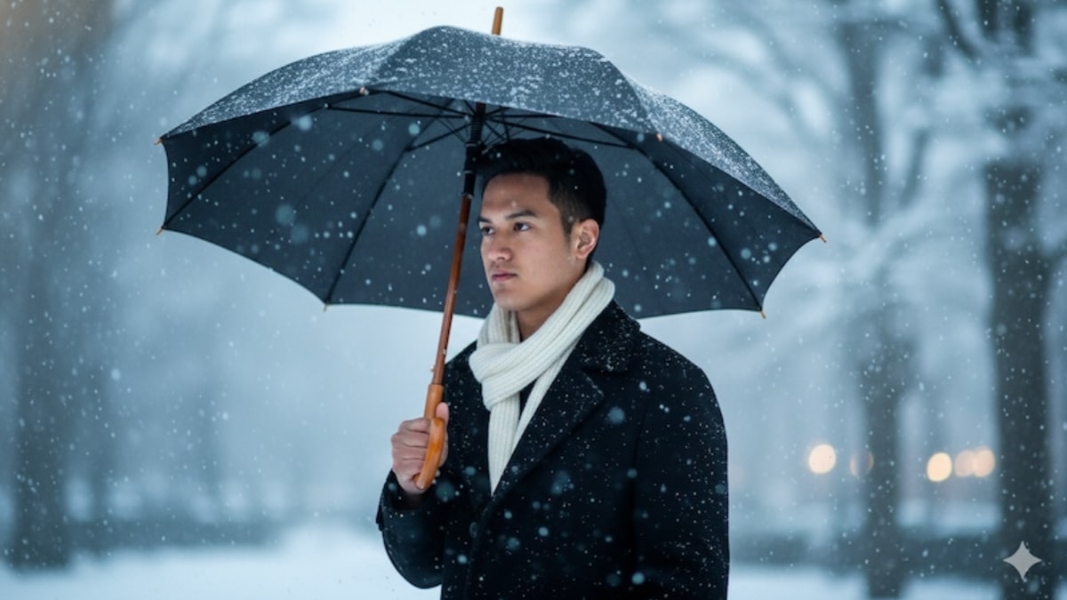 Prompt Tạo Ảnh “Nam Thần” Dưới Trời Mưa Tuyết