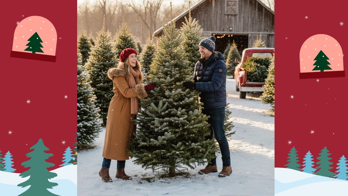 Prompt Tạo Ảnh Đôi Tình Nhân Mua Cây Thông Noel