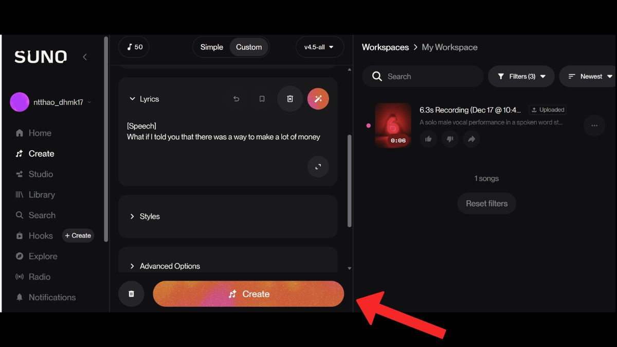 Hướng Dẫn Cách Tạo Beat Karaoke- Tạo Nhạc Không Lời Bằng AI- Phần 1 phương pháp 1 bước 4