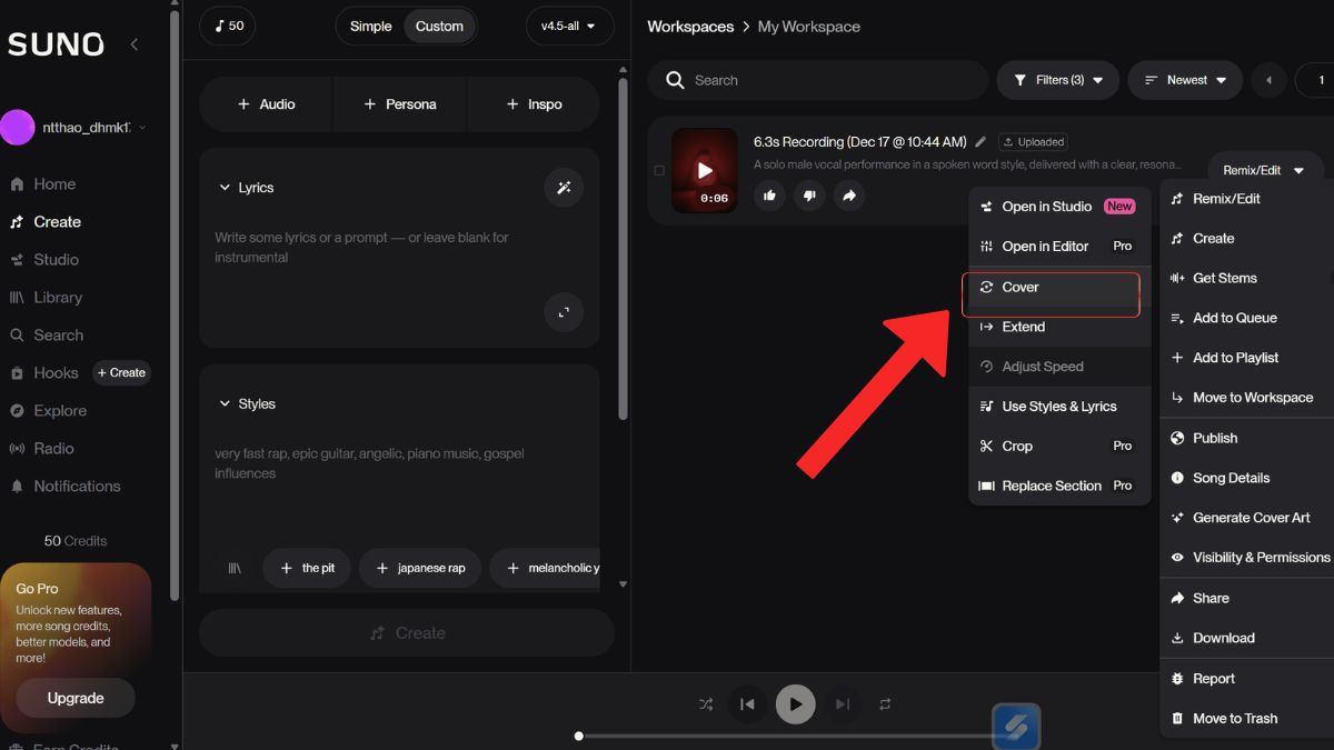 Hướng Dẫn Cách Tạo Beat Karaoke- Tạo Nhạc Không Lời Bằng AI- Phần 1 phương pháp 1 bước 2
