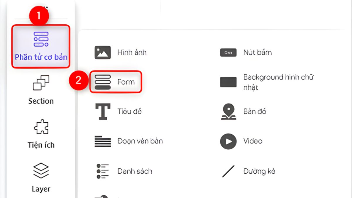 Hướng Dẫn Cách Tạo Form Trong Ladipage bước 1