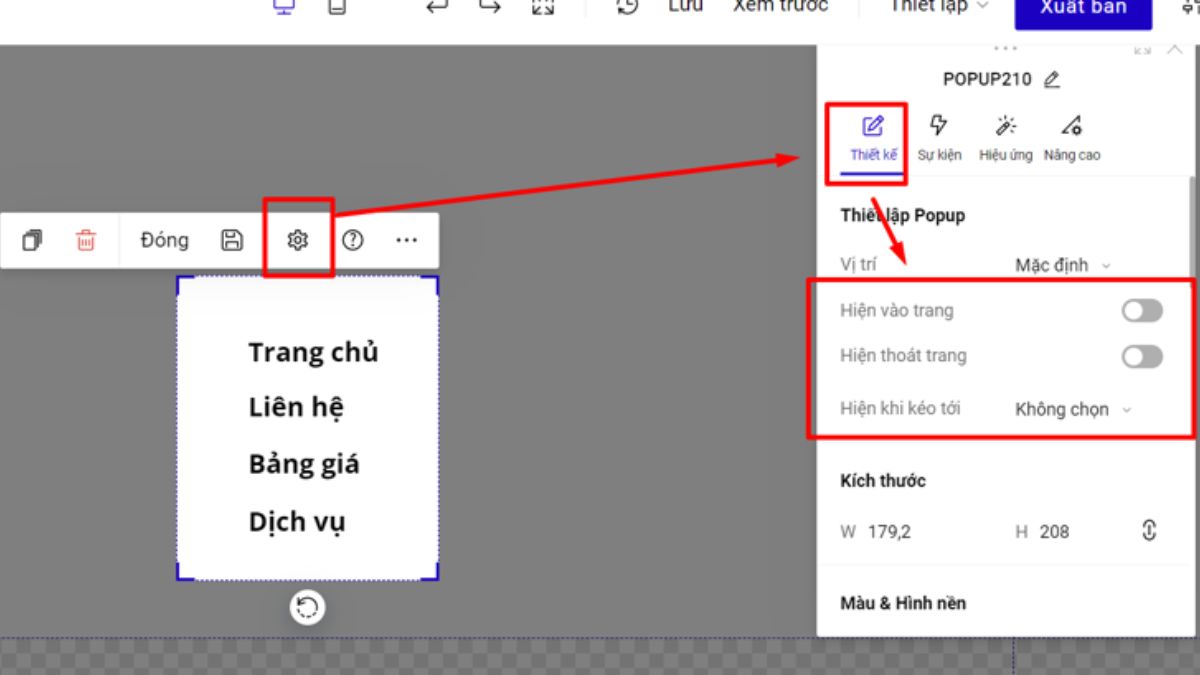 Hướng Dẫn Thiết Kế Menu Trong Ladipage Với Menu Popup Trên Mobile bước 3.2