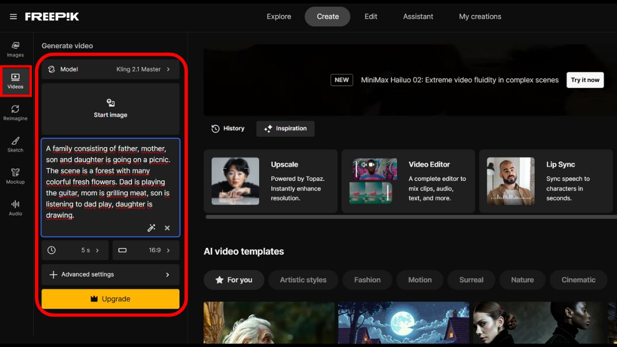Công cụ tạo video AI từ văn bản miễn phí- Cách sử dụng Freepik