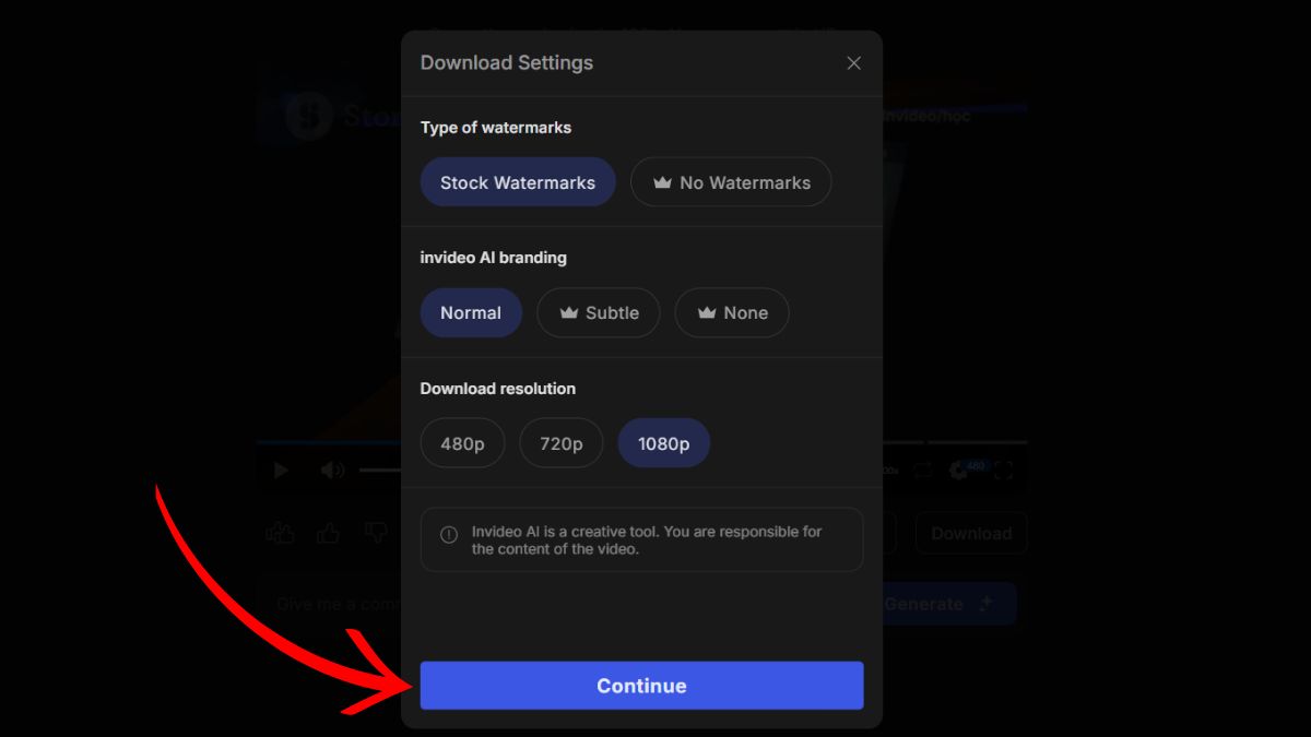Invideo AI tạo video intro bằng AI bước 5.2