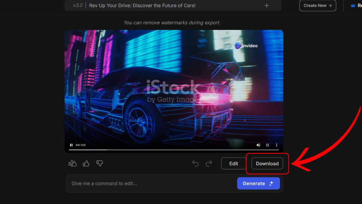 Invideo AI tạo video intro bằng AI bước 5.1