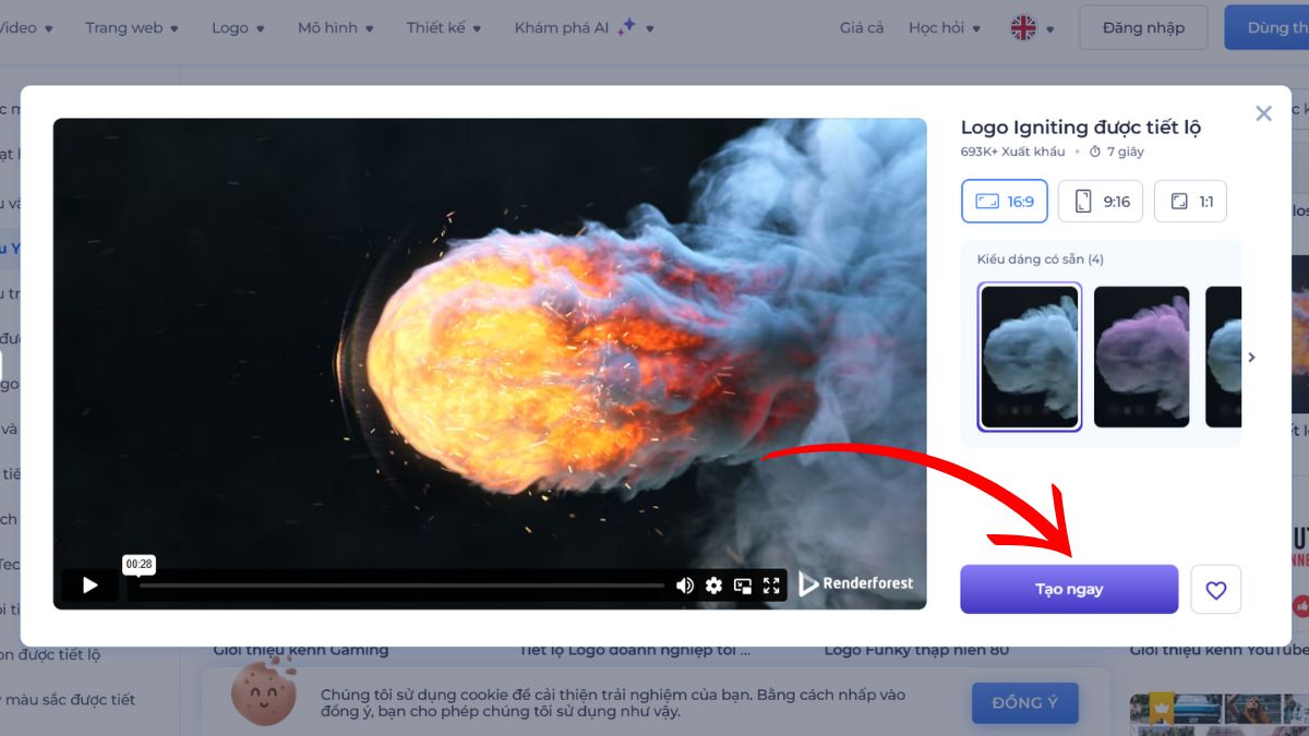 Renderforest tạo video intro bằng AI bước 2.1