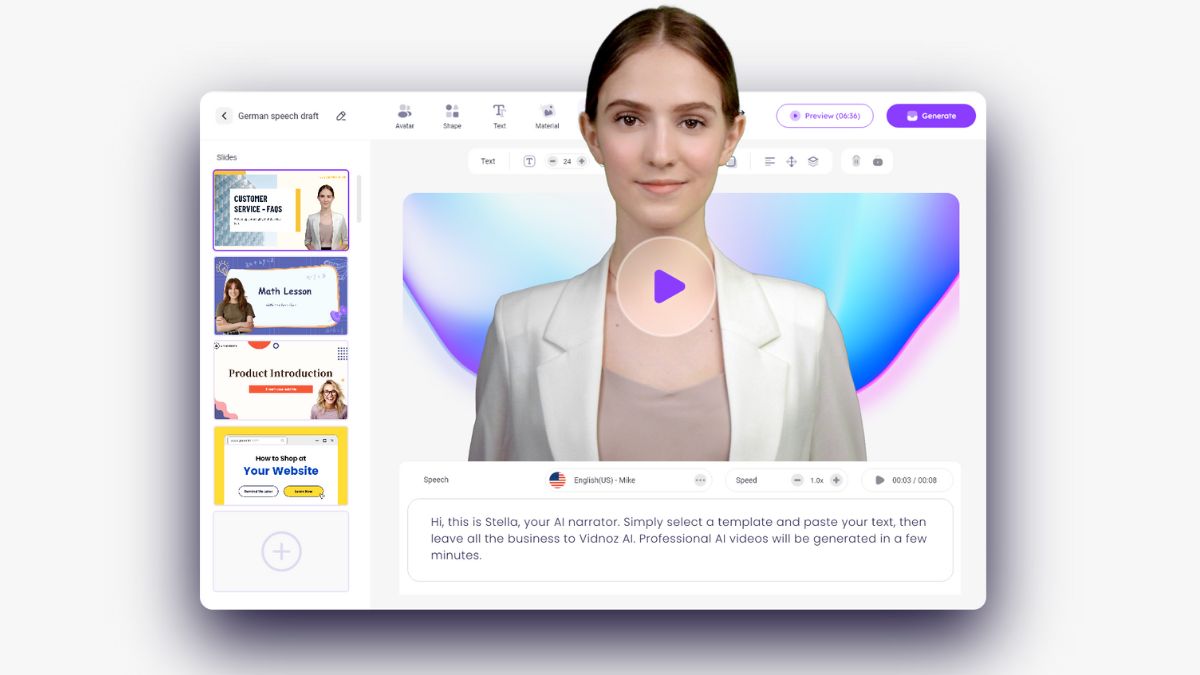Cách làm video AI nói miễn phí với Vidnoz