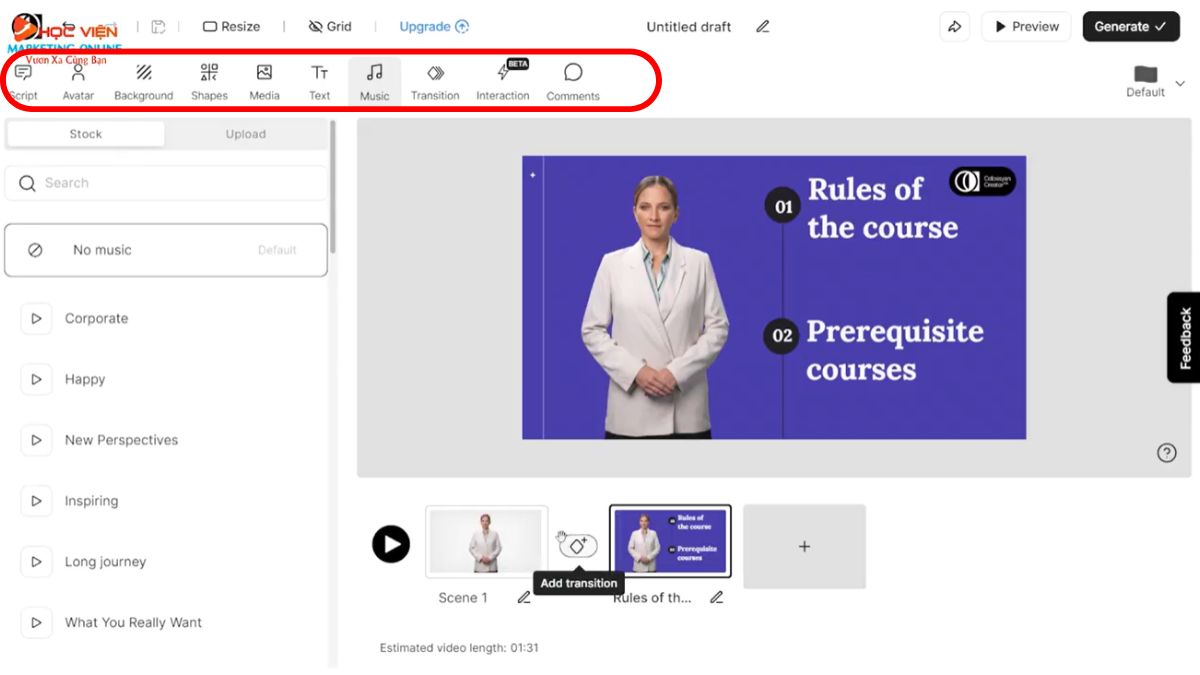 Cách làm video AI nói miễn phí với Colossyan- Cách sử dụng bước 3