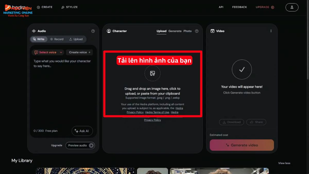 Cách làm video AI nói miễn phí với Hedra AI- Cách sử dụng bước 2