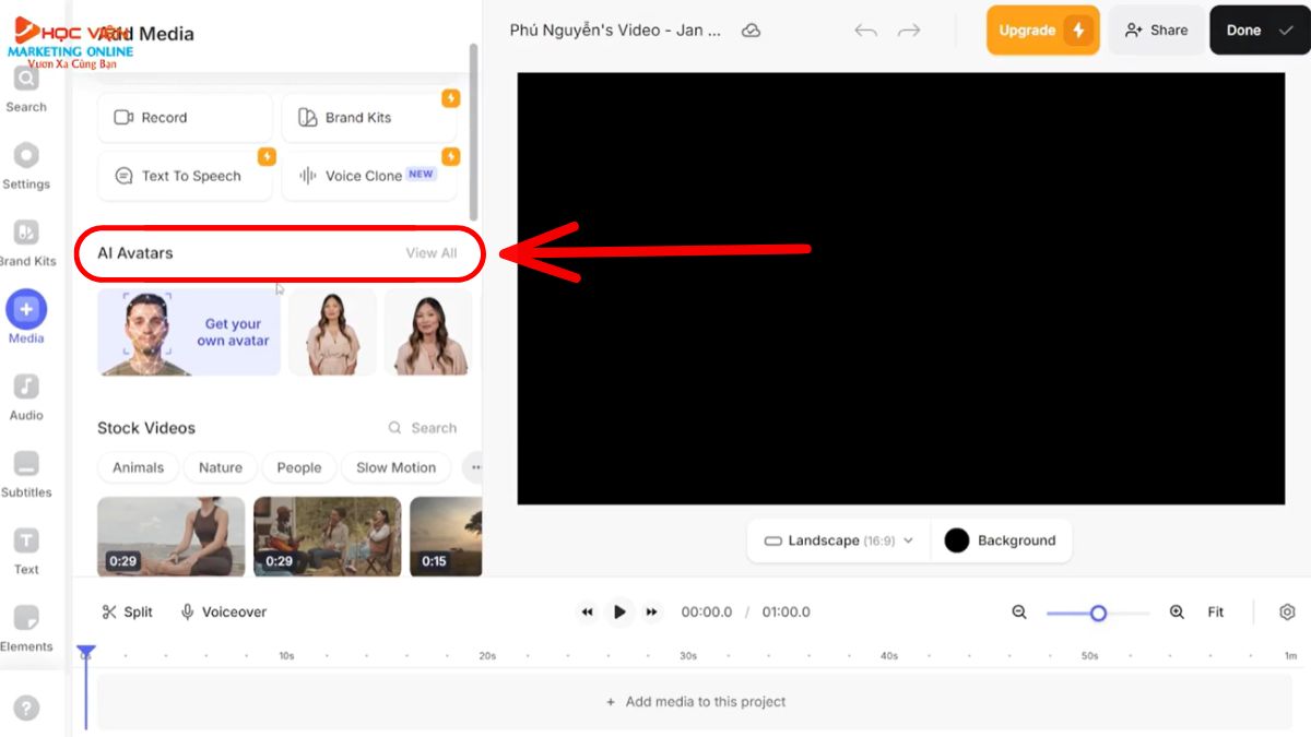 Cách làm video AI nói miễn phí với Veed- Cách sử dụng bước 2