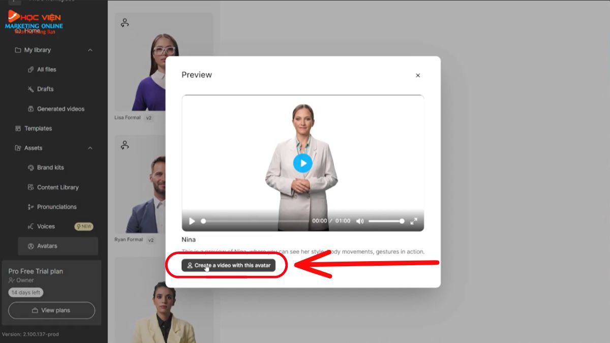 Cách làm video AI nói miễn phí với Colossyan- Cách sử dụng bước 2.2