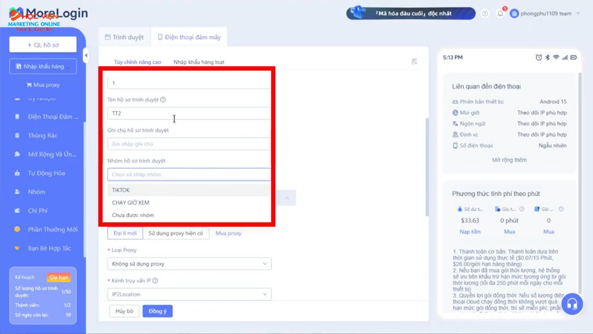 Cách Tạo Tài Khoản TikTok Beta Với MoreLogin Bước 3