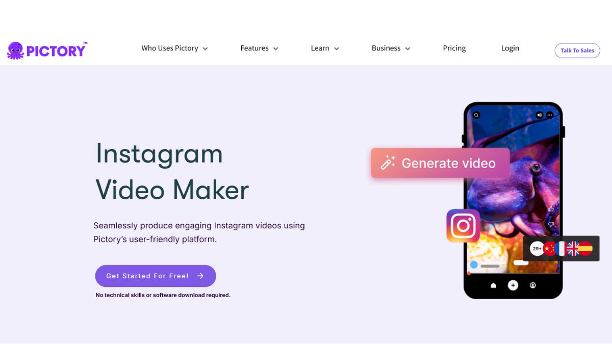 Top 7 công cụ hỗ trợ tạo video bằng AI trên Instagram- Pictory