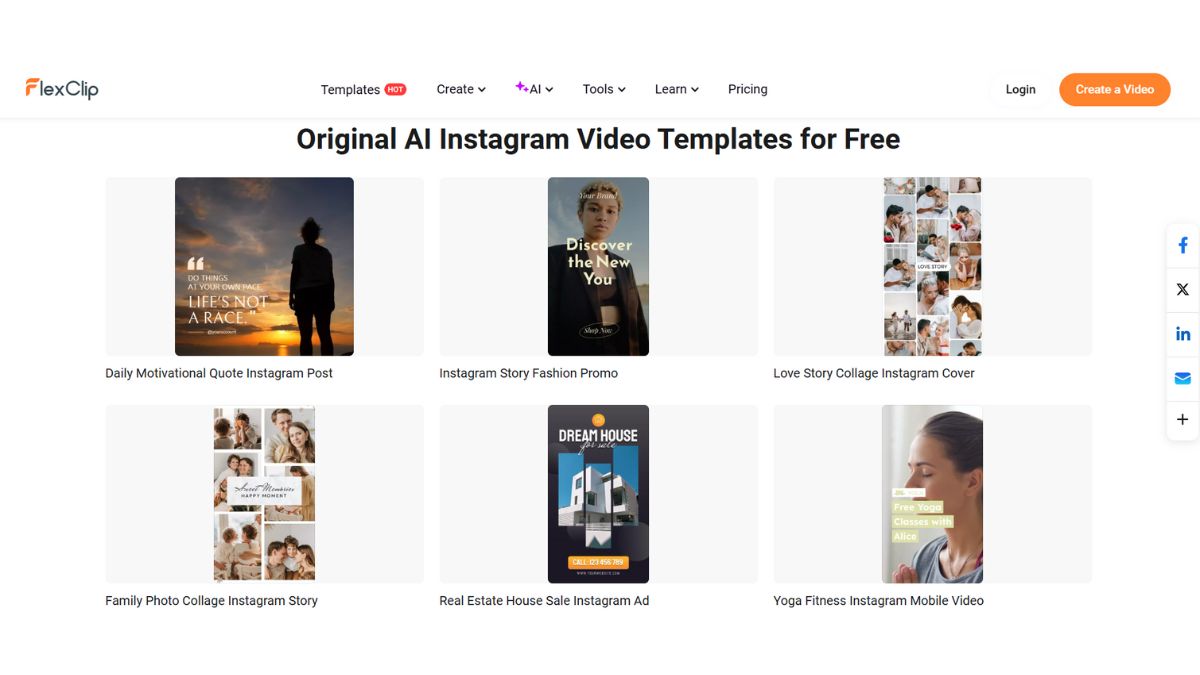 Top 7 công cụ hỗ trợ tạo video bằng AI trên Instagram- FlexClip