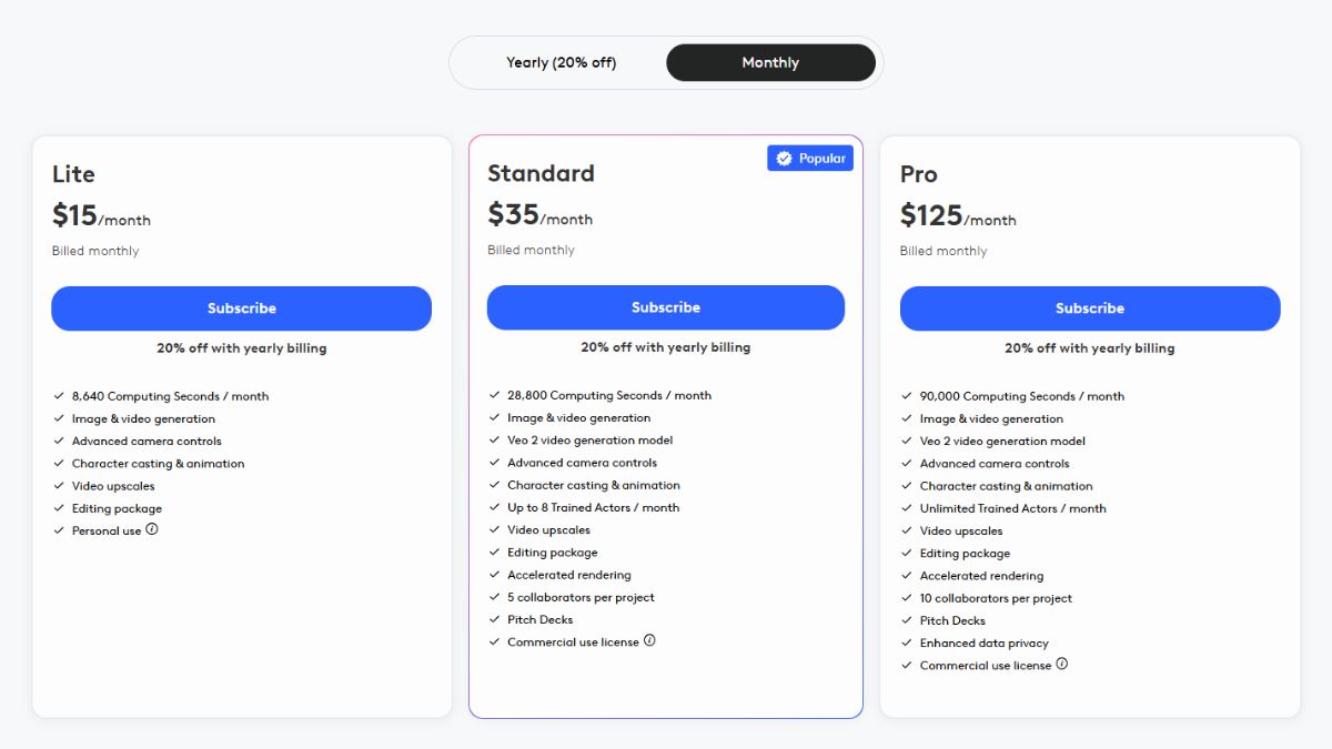 Công cụ tạo video AI tốt nhất dành cho nhà làm phim- Mức giá LTX Studio