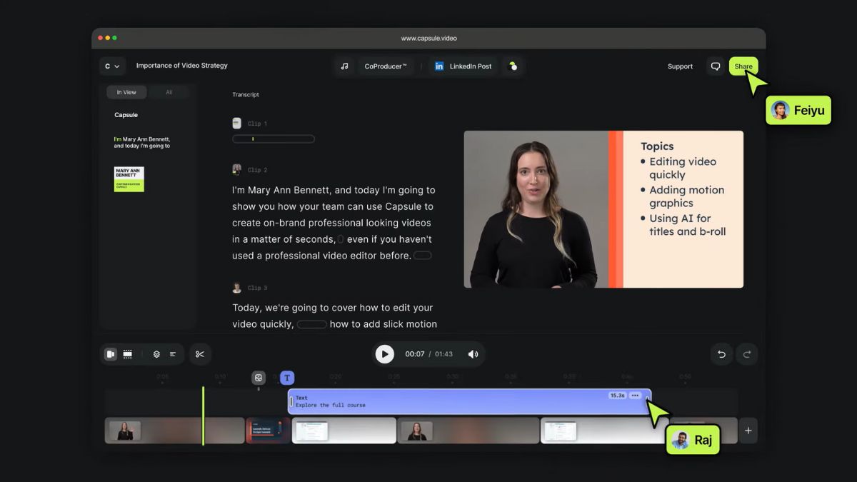 Công cụ chỉnh sửa video AI tốt nhất giúp đơn giản hóa quy trình làm video- Capsule