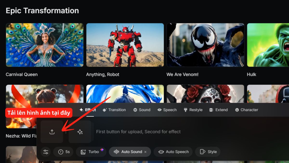 Hướng dẫn chi tiết cách tạo AI video Venom biến hình bằng Pixverse cách 1 bước 3.1