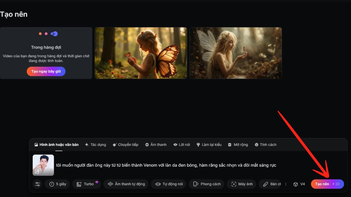 Hướng dẫn chi tiết cách tạo AI video Venom biến hình bằng Pixverse cách 2 bước 4