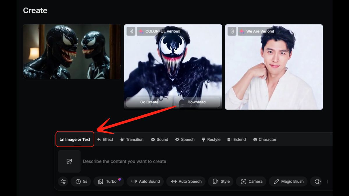 Hướng dẫn chi tiết cách tạo AI video Venom biến hình bằng Pixverse cách 2 bước 1