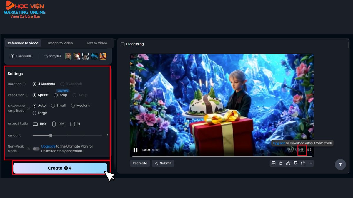 Hướng dẫn cách sử dụng Vidu 2.0 với tính năng Reference to video bước 4