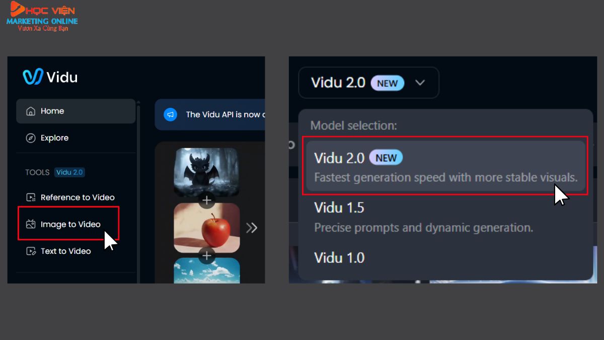 Hướng dẫn cách sử dụng Vidu 2.0 với tính năng Image to video bước 2 