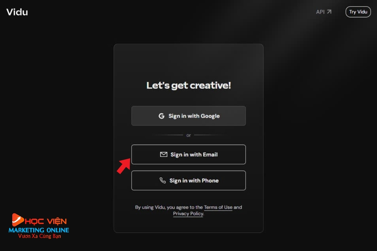 Cách tạo tài khoản Vidu AI miễn phí bước 2